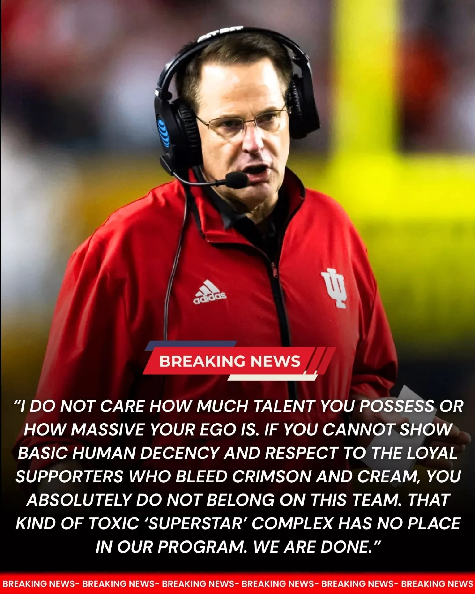 BREAKING NEWS: The Indiana Hoosiers have reportedly dismissed a star player from the team, effective immediately, following an appalling incident outside the team's facility in which the player allegedly ignored an 82-year-old lifelong Hoosiers fan and refused to take a photo with him.