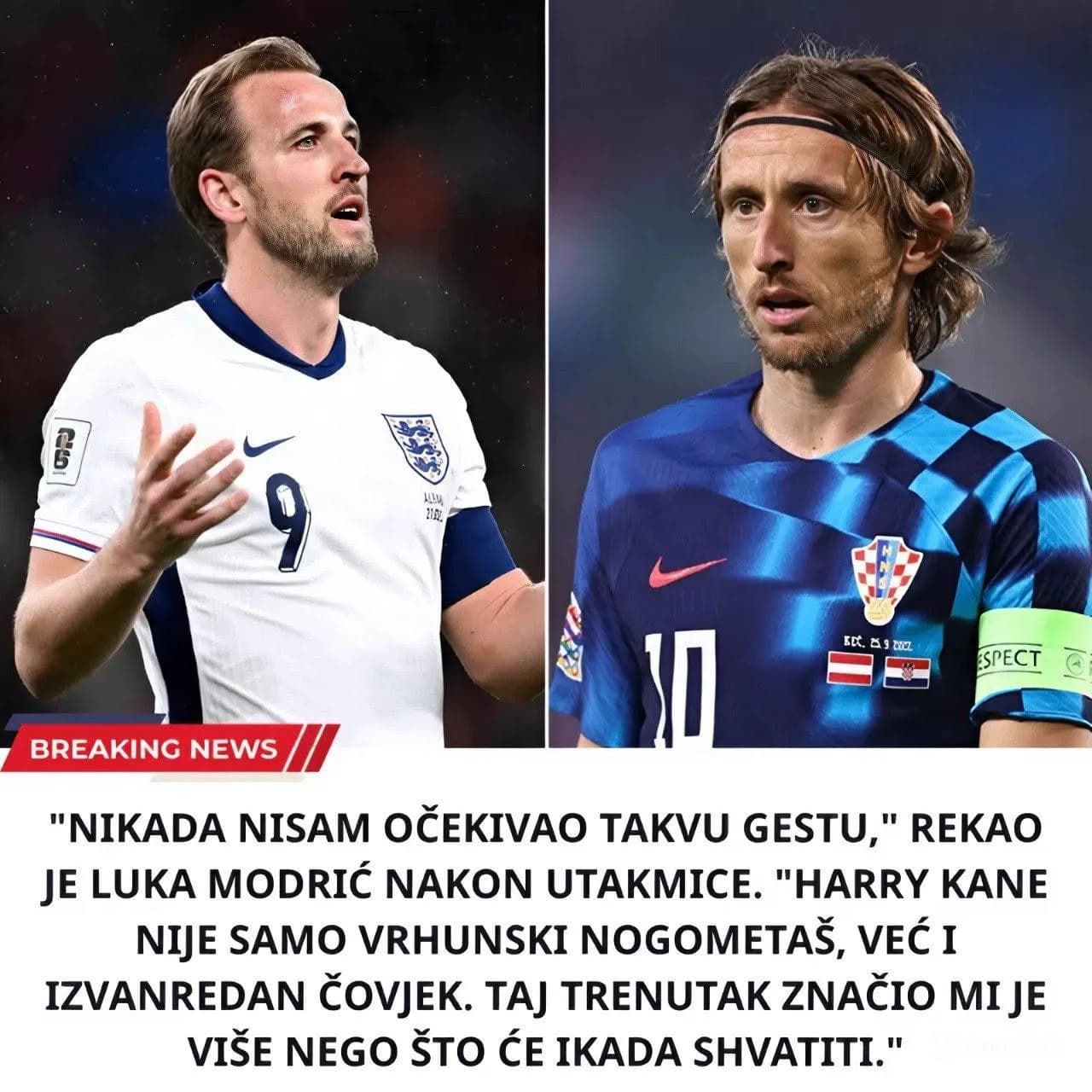 Dok je slavlje eruptiralo diljem stadiona nakon pobjede Engleske nad Hrvatskom rezultatom 4:2, Luka Modrić stajao je sam uz aut-liniju. Pognute glave.
