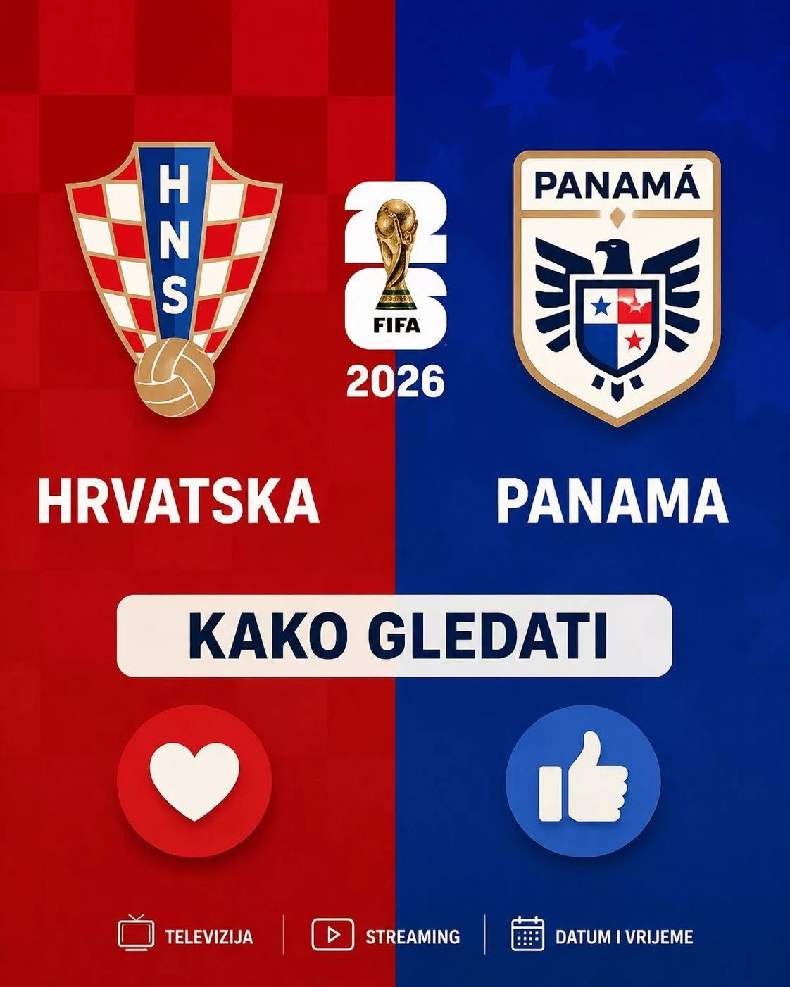 KAKO GLEDATI : Hrvatska nogometna reprezentacija protiv Paname — Vrijeme početka utakmice potvrđeno…