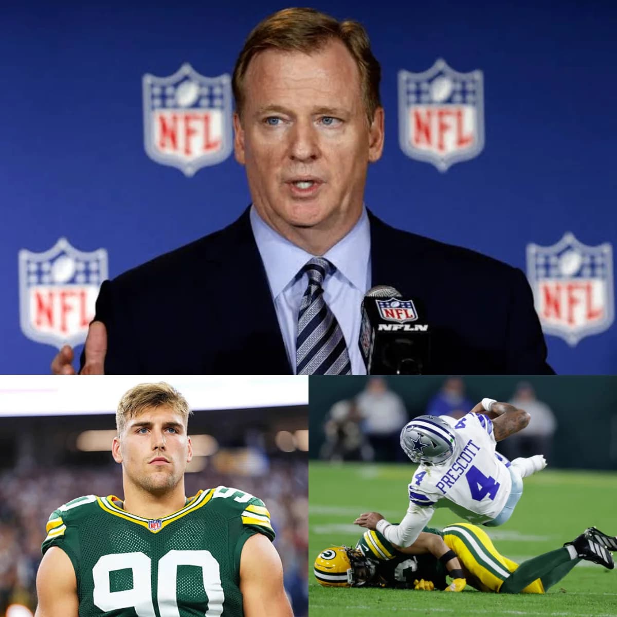 NFL Commissioner Roger Goodell announces punishment for Packers star Lukas Van Ness over his rough hit on Cowboys quarterback Dak Prescott and the decision sparks outrage... - HaMy