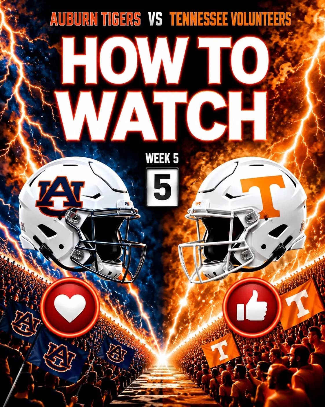 🏈 WHERE TO WATCH THE BIG SHOWDOWN? AUBURN TIGERS vs. No. 17 TENNESSEE VOLUNTEERS! 🔥